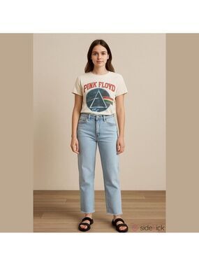 Vintage 80's Levi's Orange Tab Light Blue  Straight-Leg Jeans With Raw Hem
